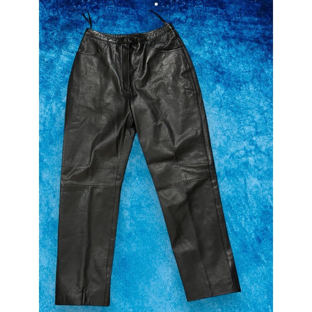 EXCELLED Women’s Size 6 Black Genuine Leather Snap Pants Lined Motorcycle Biker